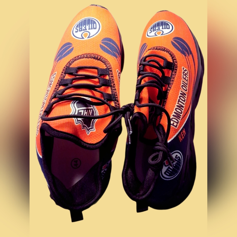 Edmonton Oilers Custom Orange Sneakers - Size 44 (CAD)